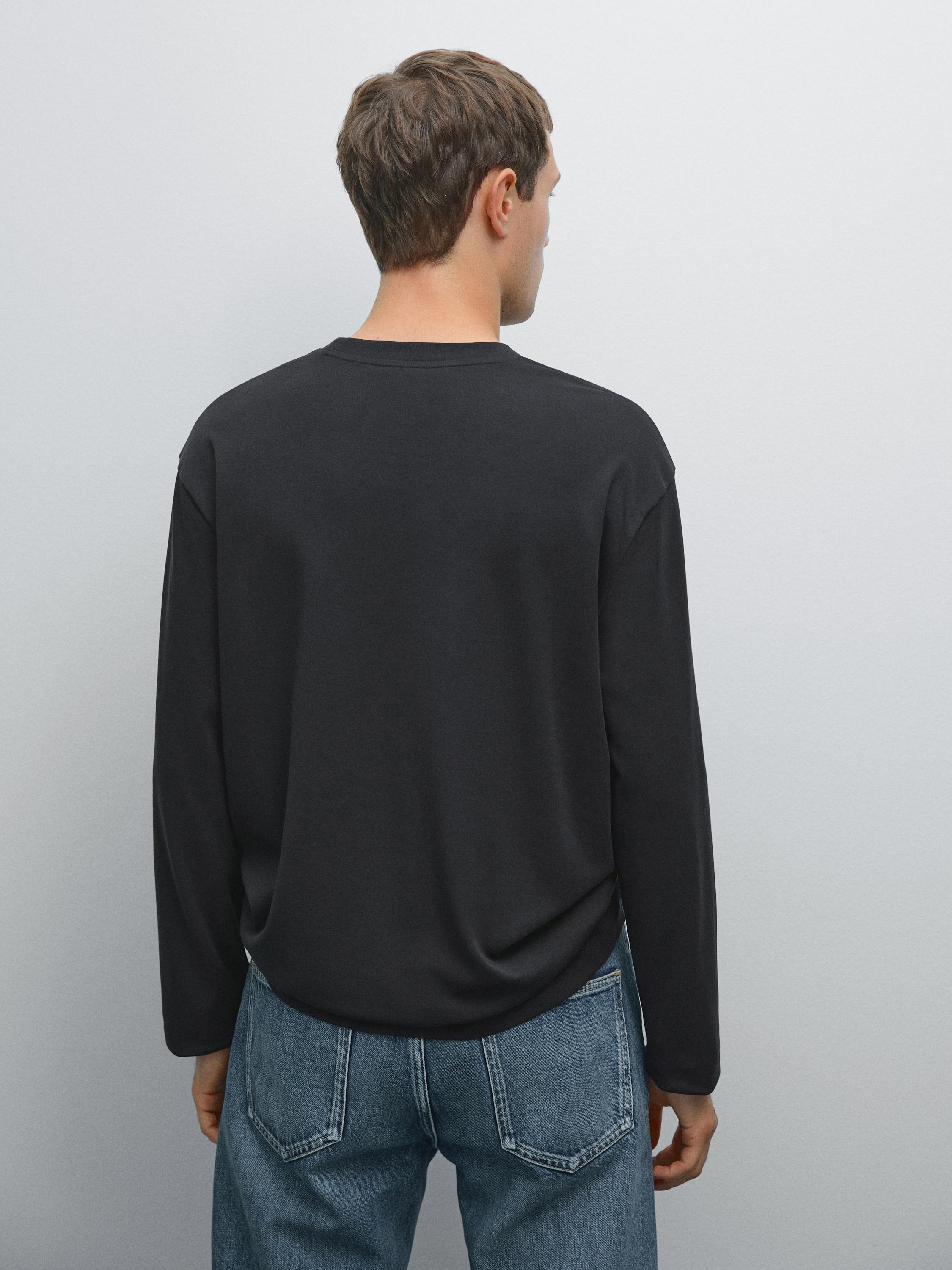 Long sleeve medium weight cotton T-shirt